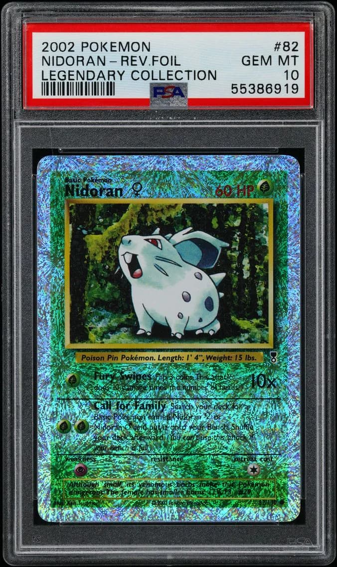 2002 #82 Nidoran-Reverse Foil PSA 10 Legendary Collection
