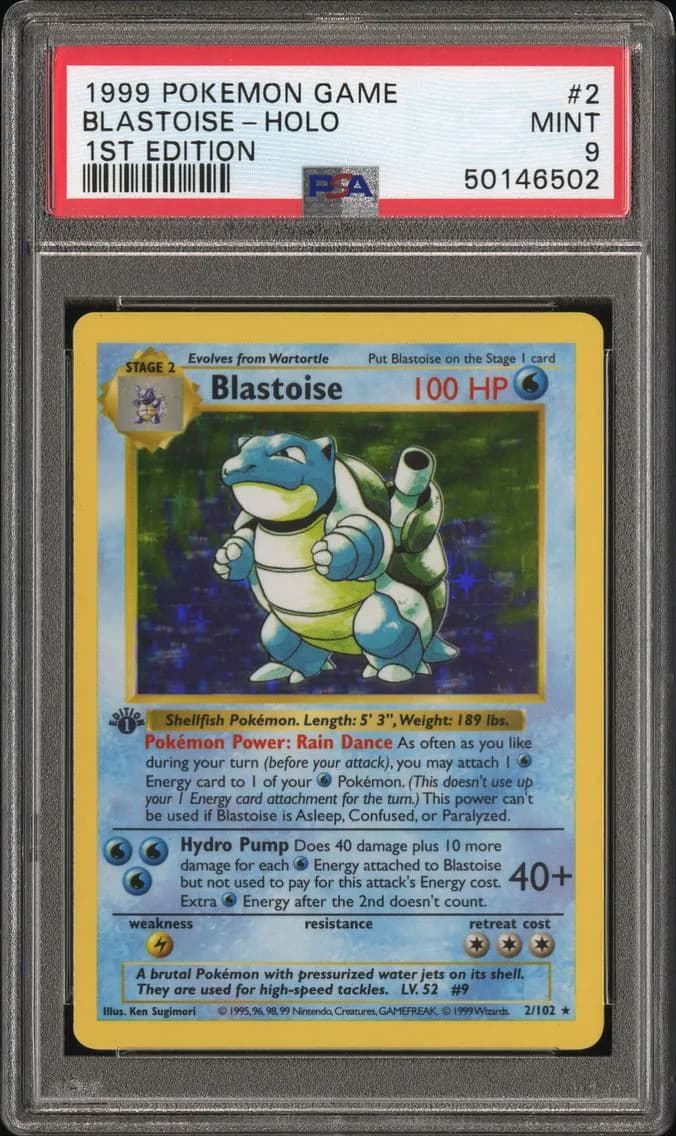 1999 #2 Blastoise-Holo 1st Edition PSA 9 Game