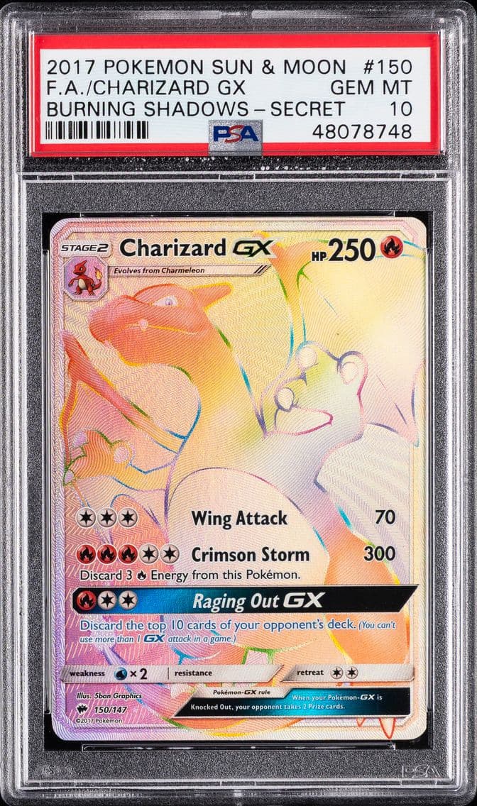 2017 #150 Full Art/Charizard GX PSA 10 Sun & Moon Burning Shadows Pokemon