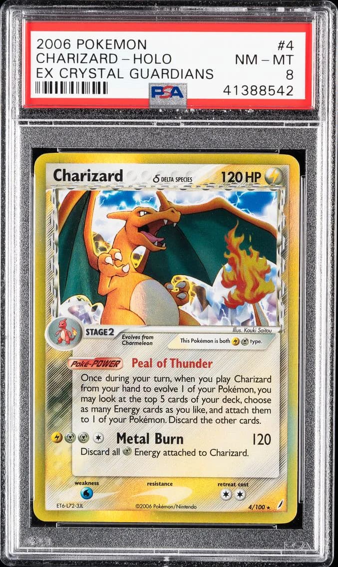 2006 #4 Charizard-Holo PSA 8 EX Crystal Guardians Pokemon