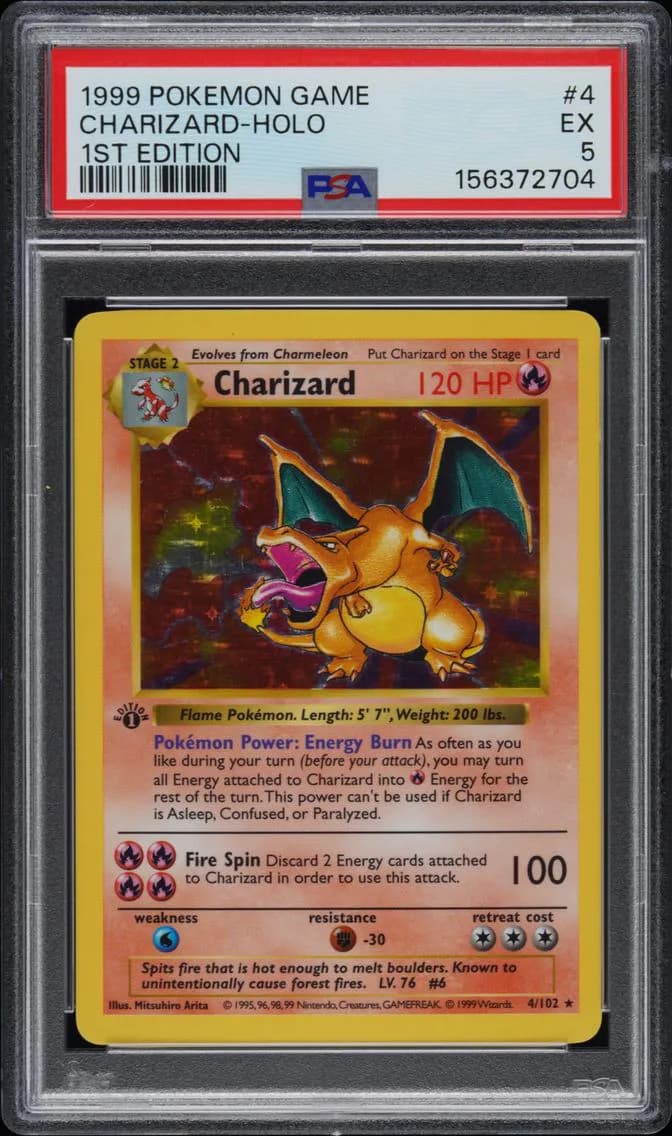 1999 #4 Charizard-Holo 1st Edition PSA 5 Game