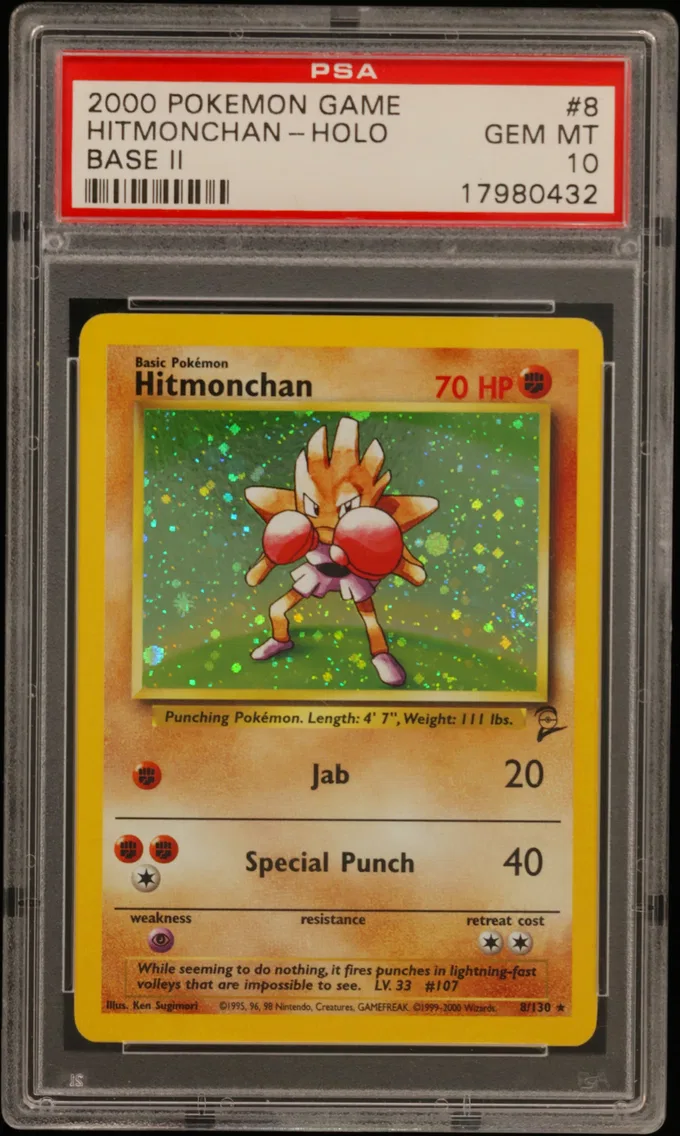 2000 #8 Hitmonchan-Holo PSA 10 Game Base II