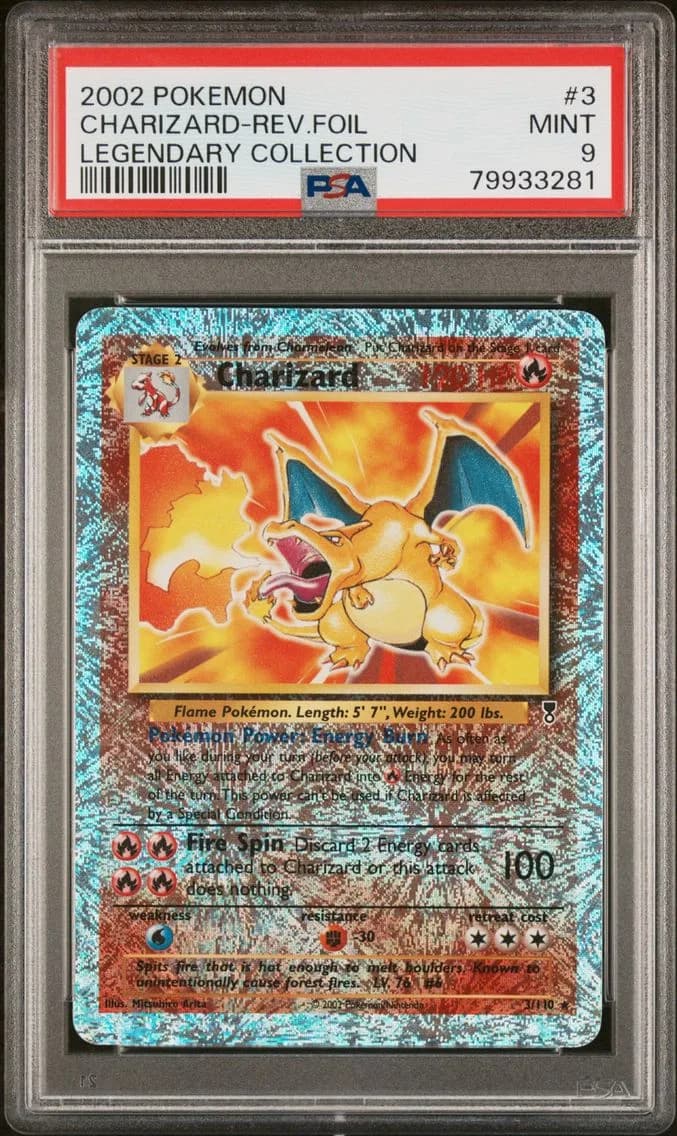 2002 #3 Charizard-Reverse Foil PSA 9 Legendary Collection