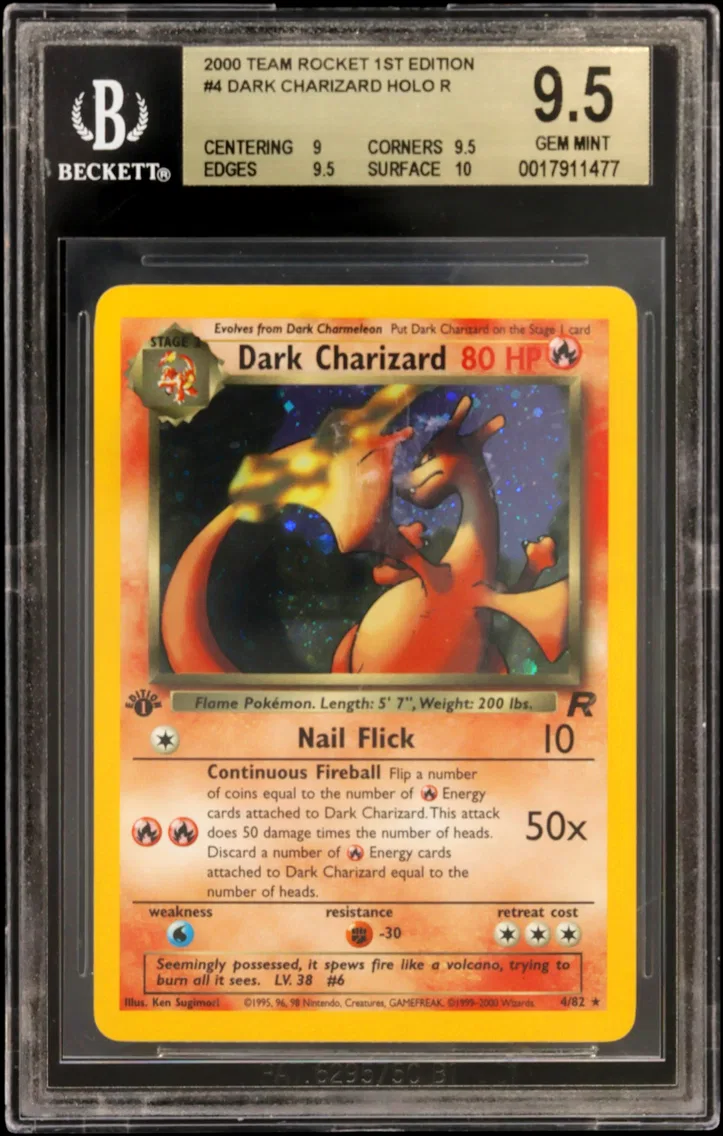 2000 #4 Dark Charizard HOLO R BGS 9.5 Team Rocket 1st Edition