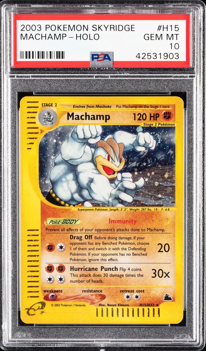 2003 #H15 Machamp-Holo PSA 10 Skyridge Pokemon