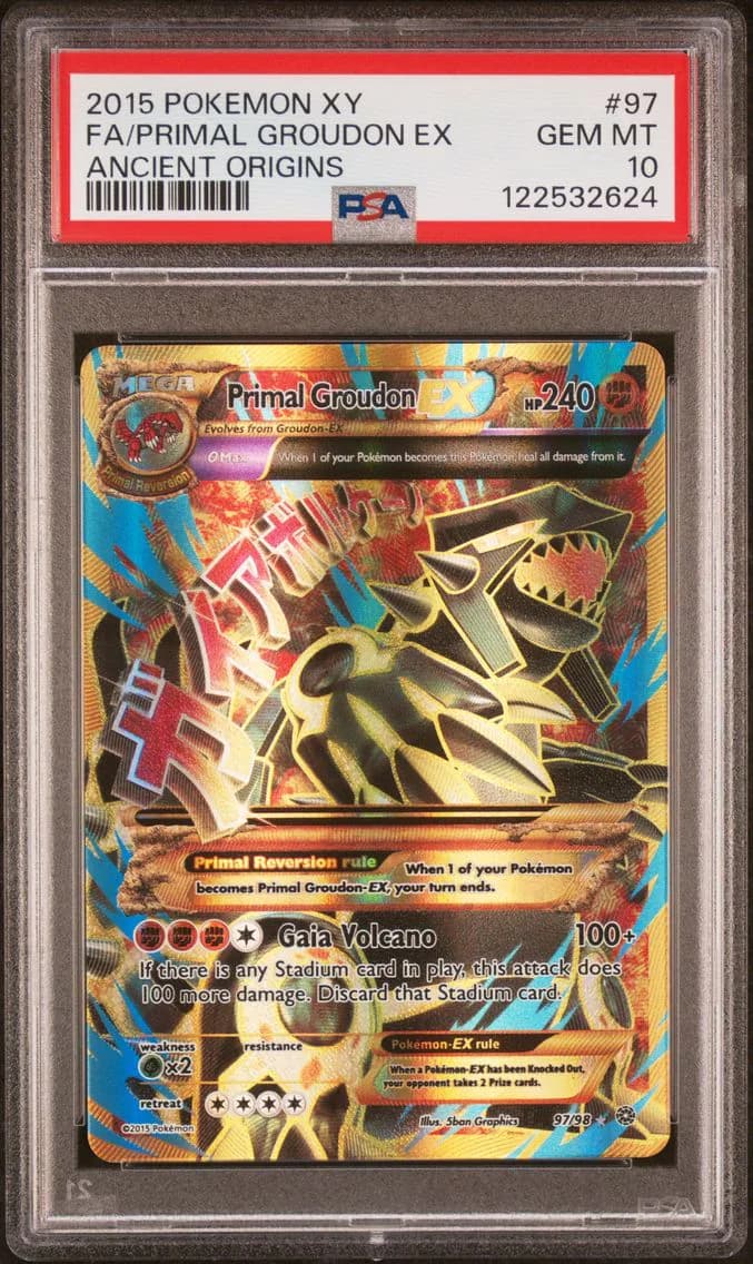 2015 #97 Full Art/Primal Groudon EX PSA 10 XY Ancient Origins Pokemon