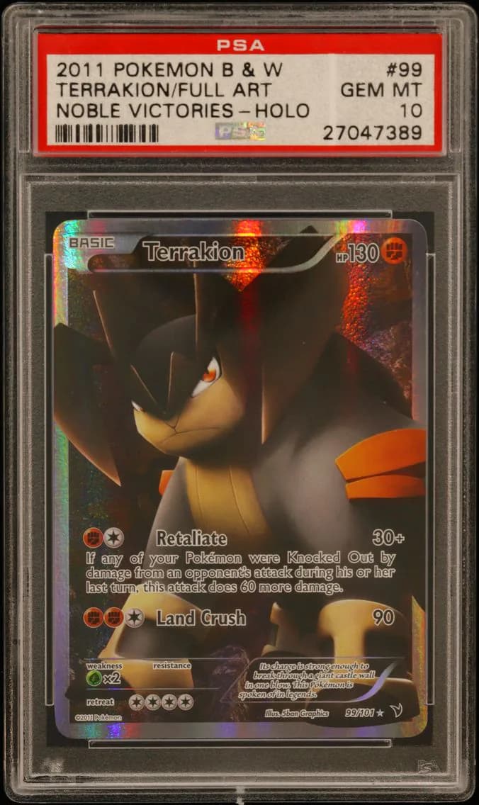 2011 #99 Full Art/Terrakion PSA 10 Black & White Noble Victories