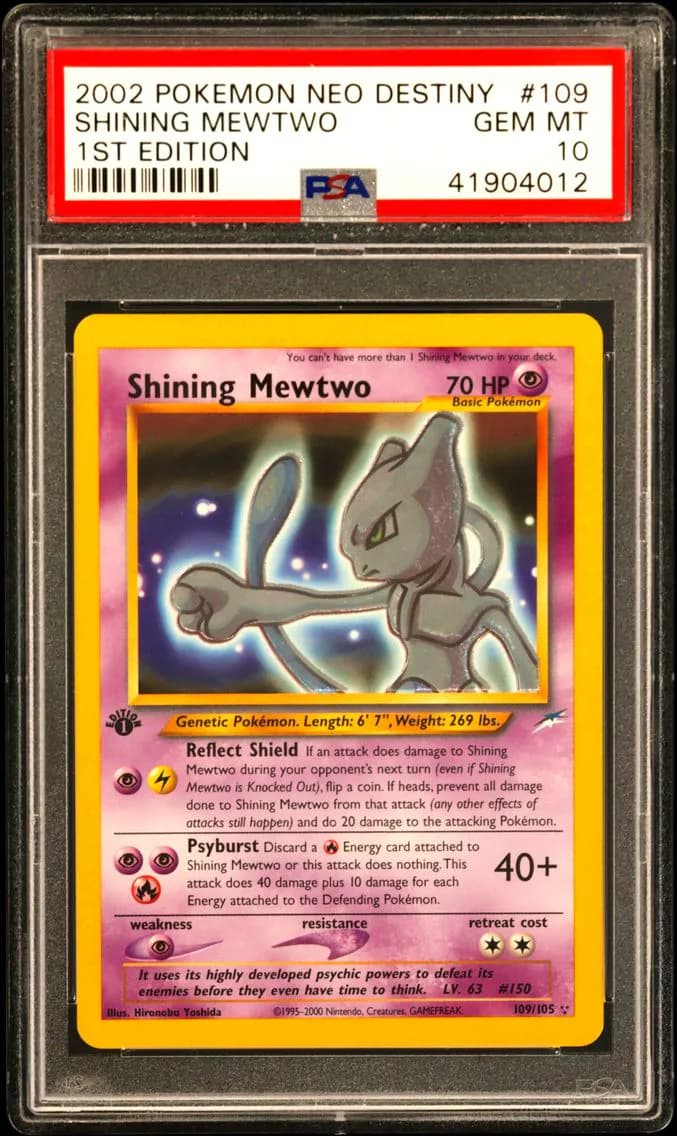 2002 #109 Shining Mewtwo 1st Edition PSA 10 Neo Destiny