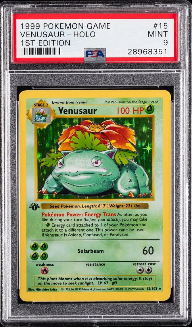 1999 #15 Venusaur-Holo 1st Edition PSA 9 Game Pokemon