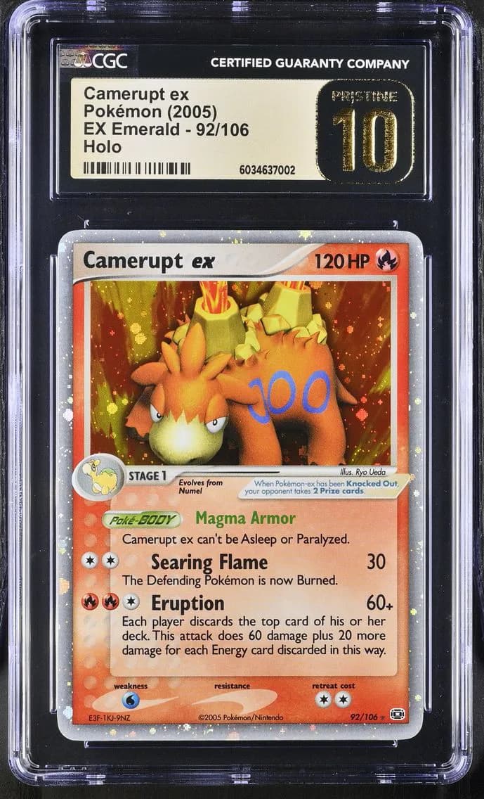 2005 #92 Camerupt ex CGC 10 Pristine EX Emerald - English
