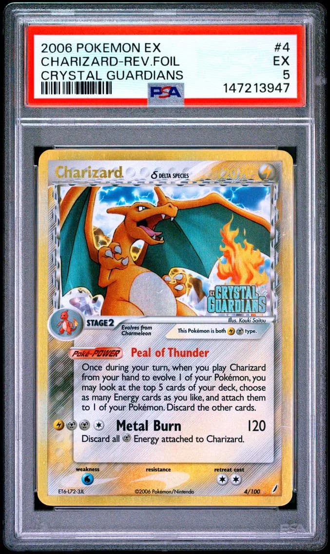 2006 #4 Charizard-Reverse Foil PSA 5 EX Crystal Guardians
