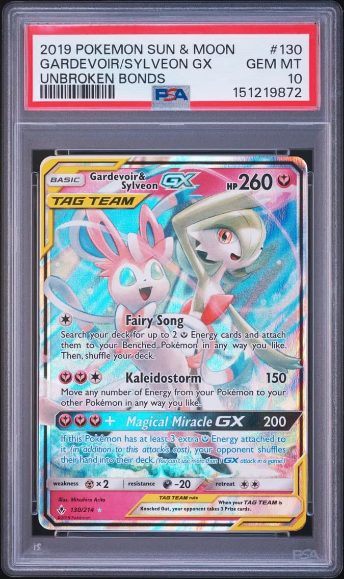 2019 #130 Gardevoir & Sylveon GX PSA 10 Sun & Moon Unbroken Bonds