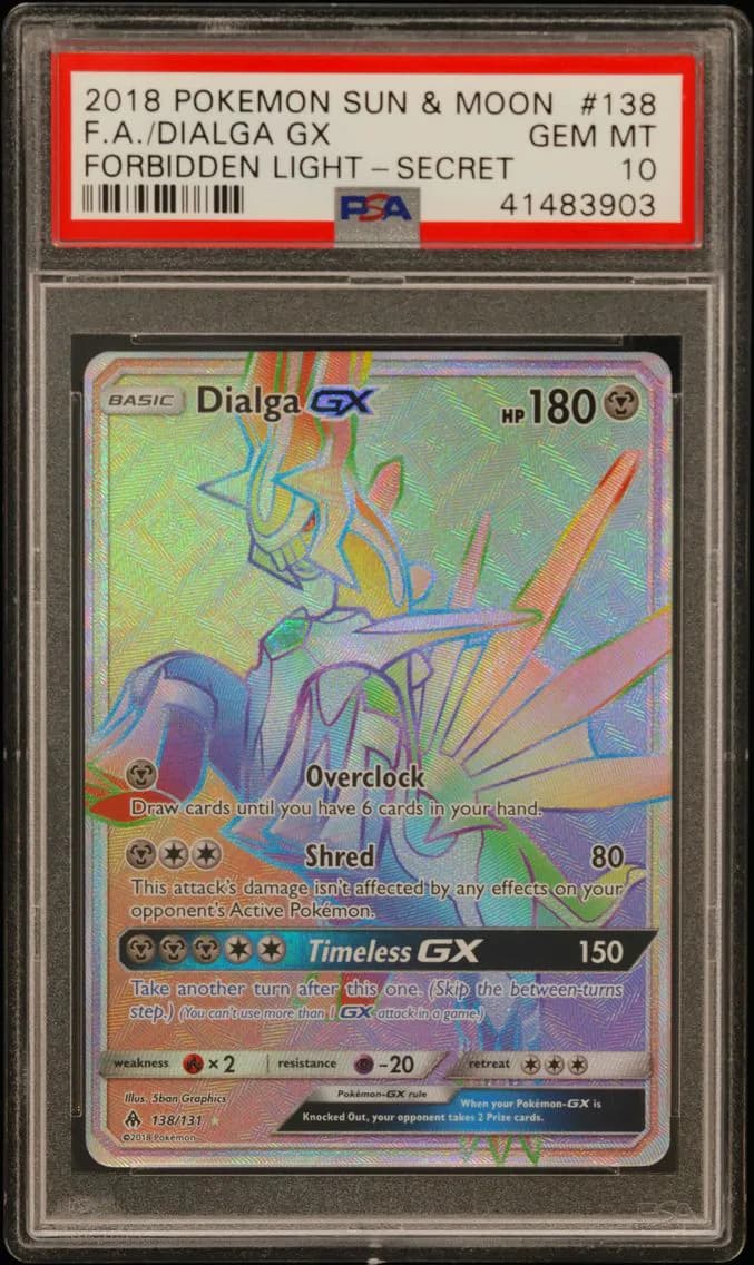 2018 #138 Full Art/Dialga GX PSA 10 Sun & Moon Forbidden Light
