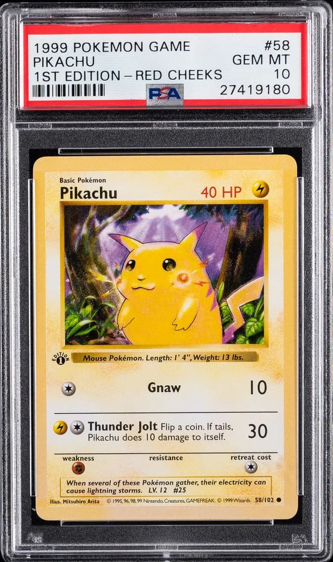 1999 #58 Pikachu PSA 10 Game Pokemon