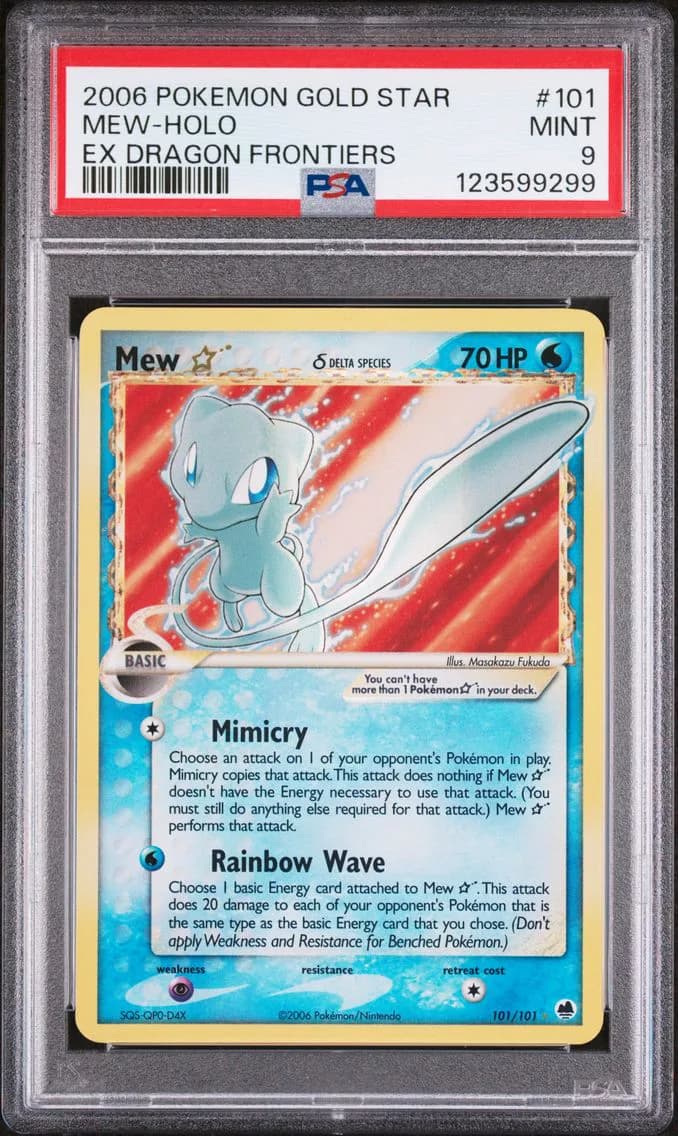 2006 #101 Mew-Holo Gold Star PSA 9 EX Dragon Frontiers Pokemon