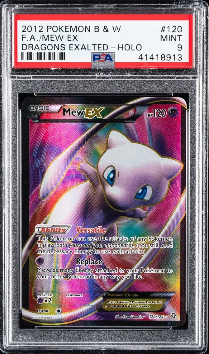 2012 #120 Full Art/Mew EX PSA 9 Black & White Dragons Exalted Pokemon