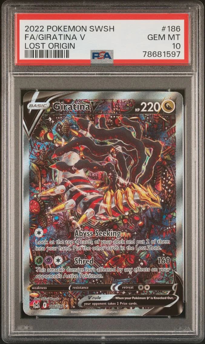 2022 #186 Full Art/Giratina V PSA 10 Sword & Shield Lost Origin Pokemon