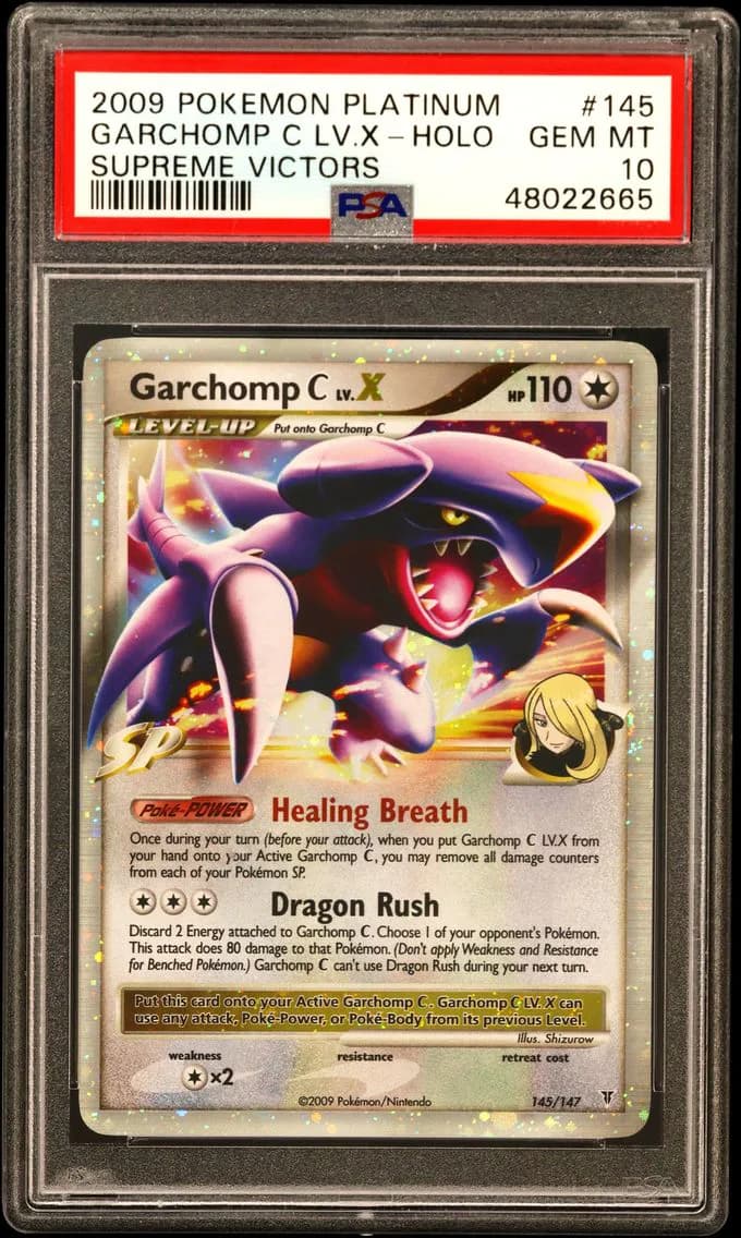2009 #145 Garchomp C LV.X-Holo PSA 10 Platinum Supreme Victors
