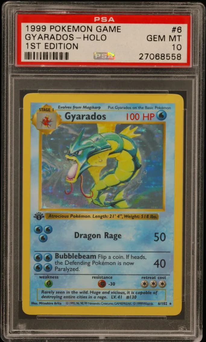 1999 #6 Gyarados-Holo 1st Edition PSA 10 Game