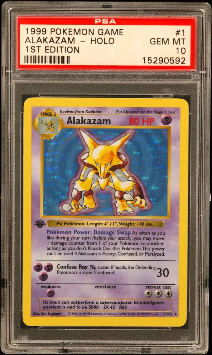 1999 #1 Alakazam-Holo 1st Edition PSA 10 Game