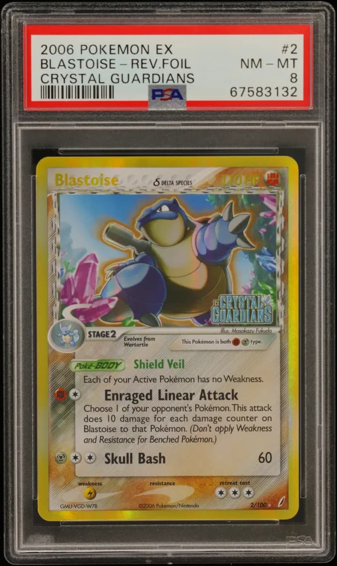 2006 #2 BLASTOISE-REV.FOIL PSA 8 EX Crystal Guardians