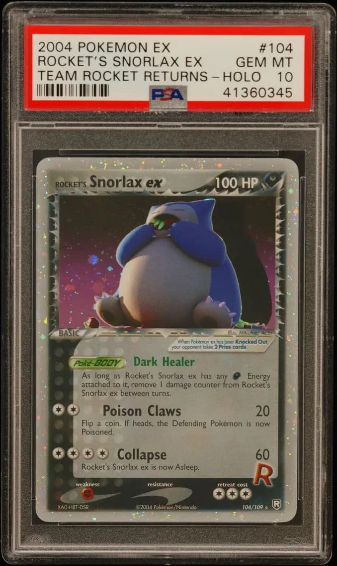 2004 #104 Rocket's Snorlax EX-Holo PSA 10 EX Team Rocket Returns
