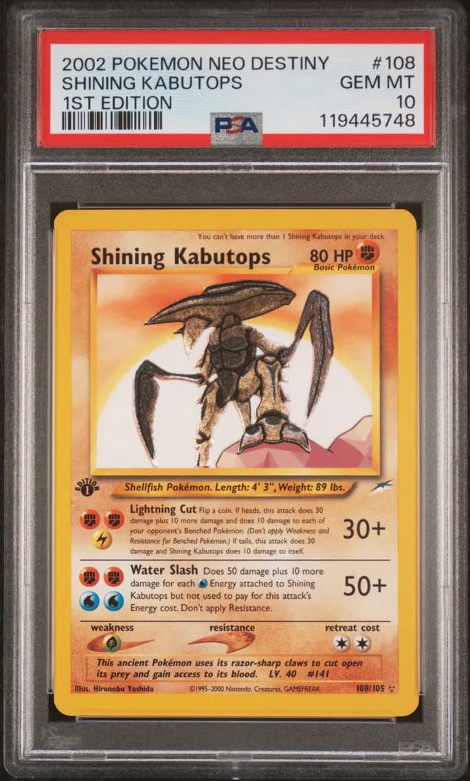 2002 #108 Shining Kabutops 1st Edition PSA 10 Neo Destiny