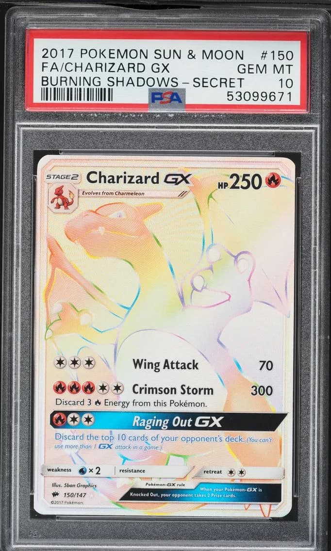 2017 #150 Full Art/Charizard GX PSA 10 Sun & Moon Burning Shadows Pokemon