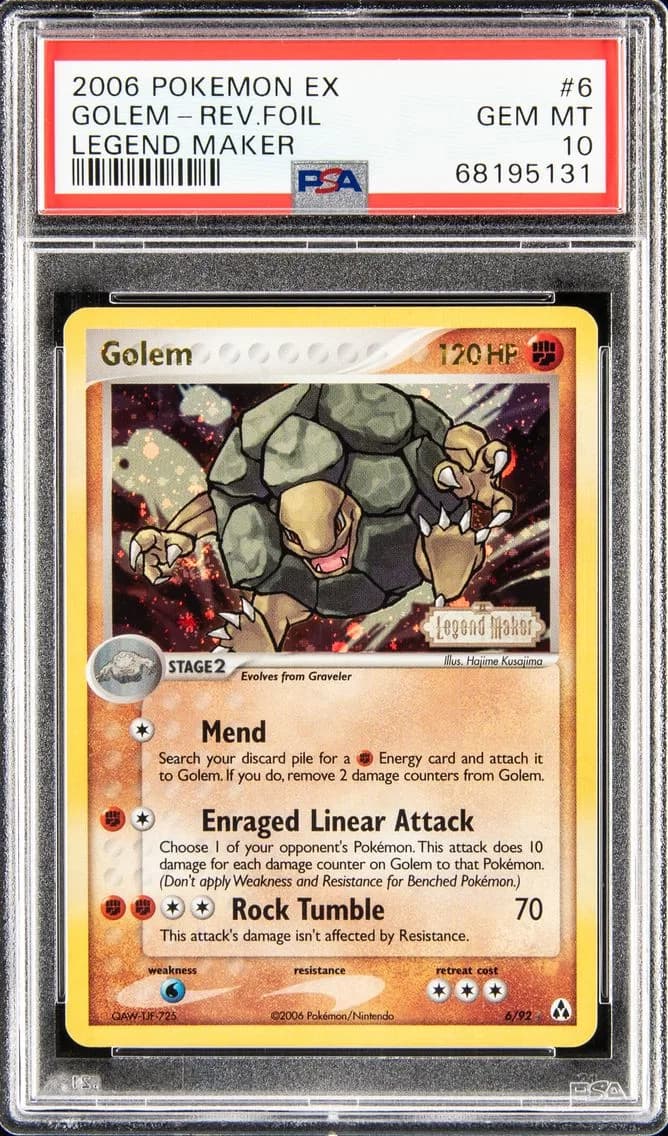 2006 #6 GOLEM-REVERSE FOIL PSA 10 POKEMON EX LEGEND MAKER