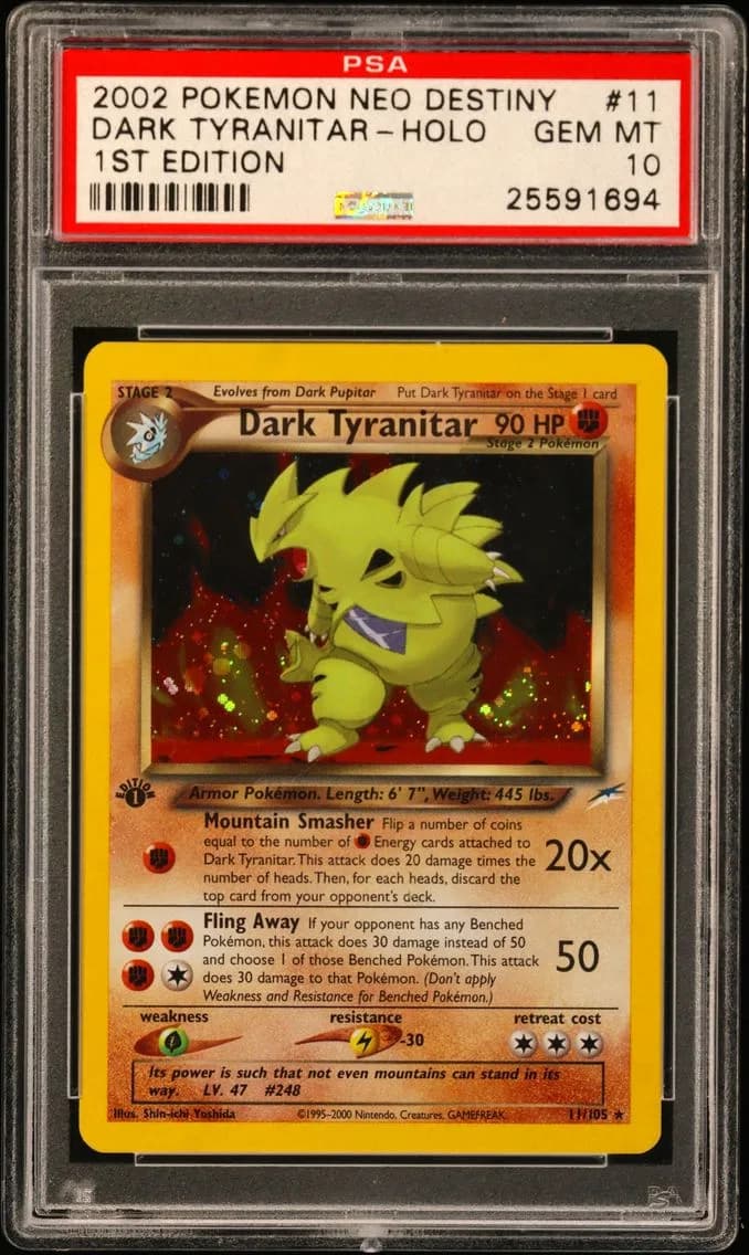 2002 #11 Dark Tyranitar-Holo 1st Edition PSA 10 Neo Destiny