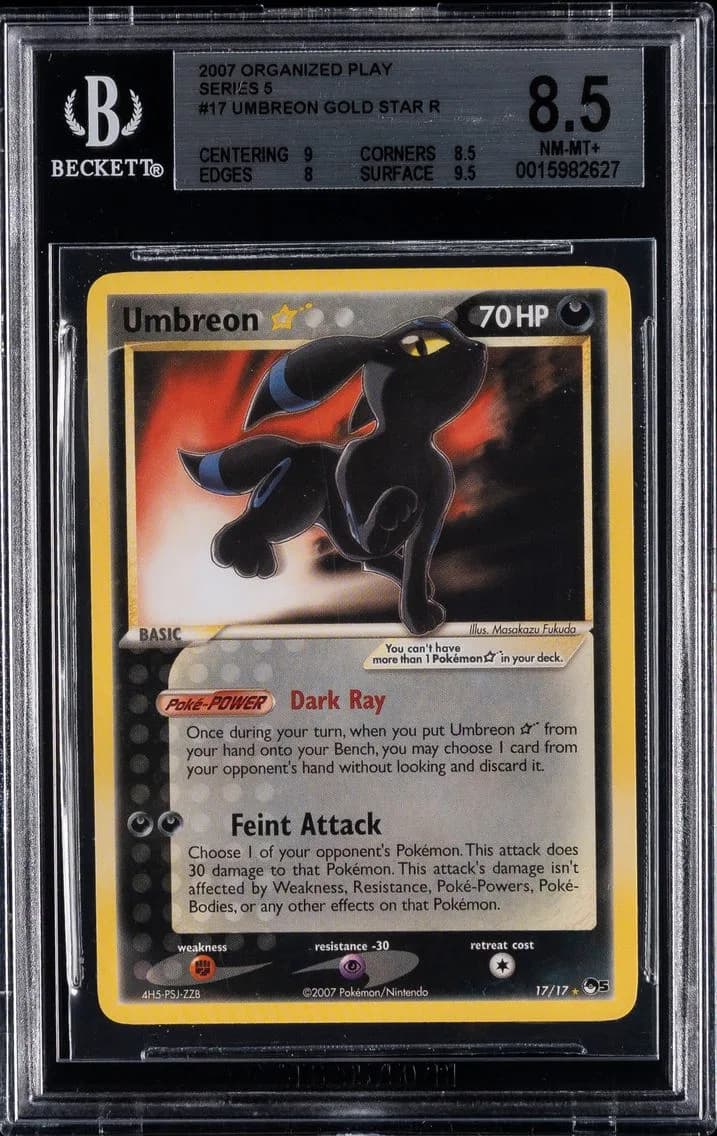 2007 #17 Umbreon Gold Star BGS 8.5 Organized Play | Series 5, R