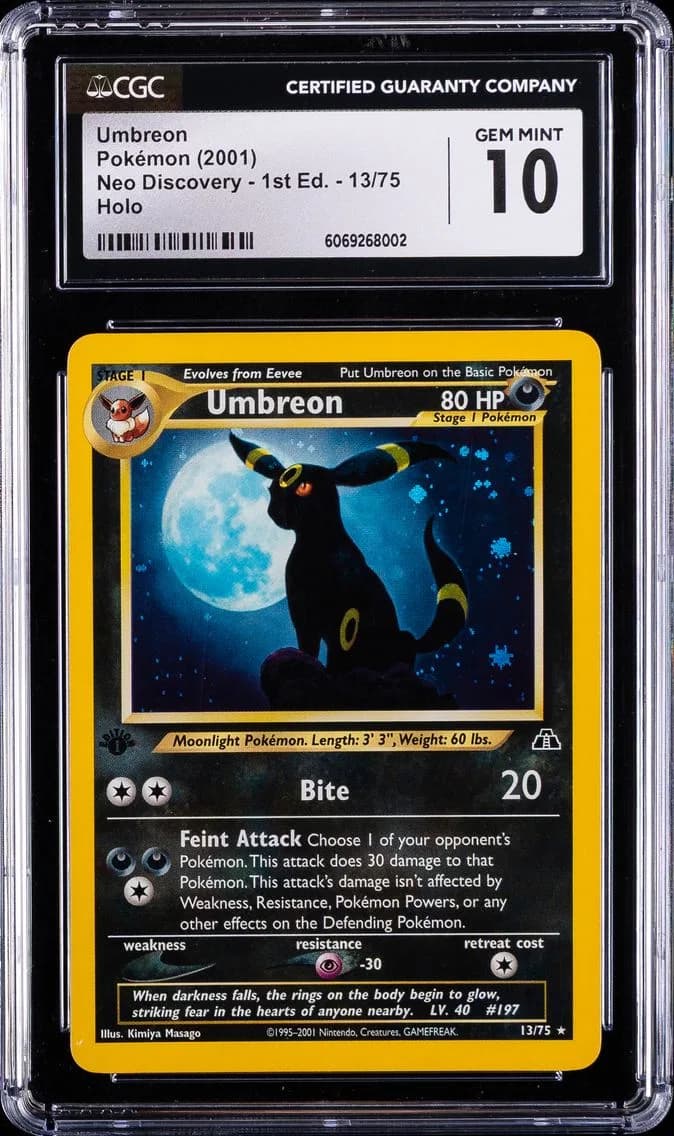 2001 #13 Umbreon-Holo 1st Edition CGC 10 Neo Discovery Pokemon
