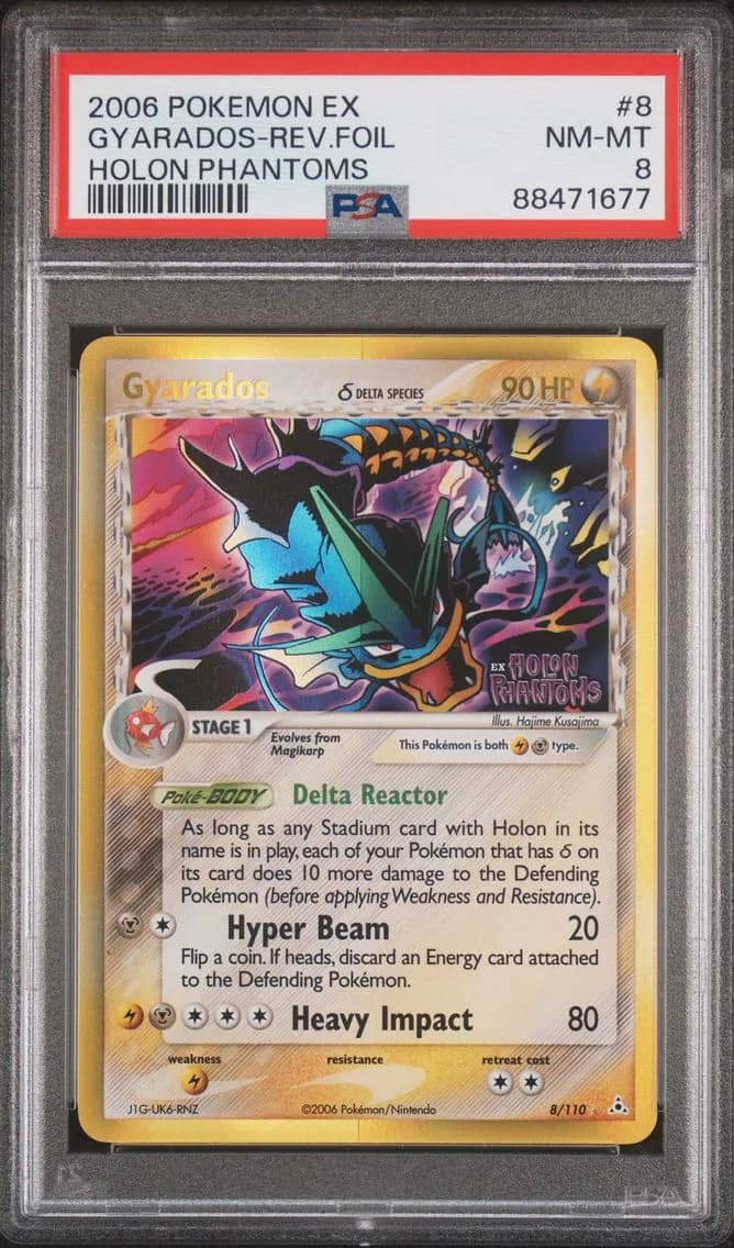 2006 #8 REVERSE FOIL GYARADOS PSA 8 POKEMON EX HOLON PHANTOMS