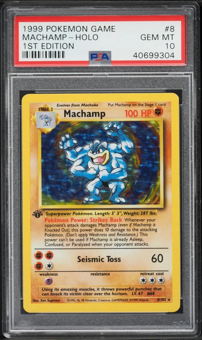 1999 #8 Machamp-Holo 1st Edition PSA 10 Game Pokemon