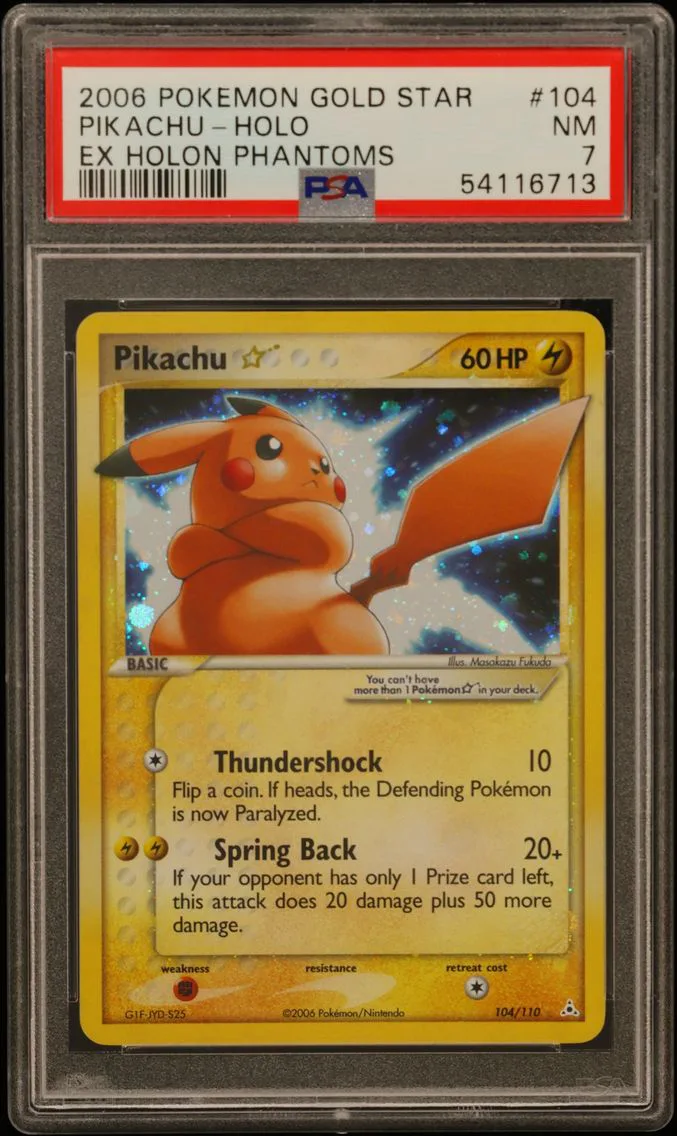 2006 #104 Pikachu-Holo Gold Star PSA 7 EX Holon Phantoms