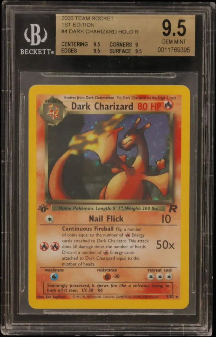 2000 #4 Dark Charizard HOLO R BGS 9.5 Team Rocket 1st Edition