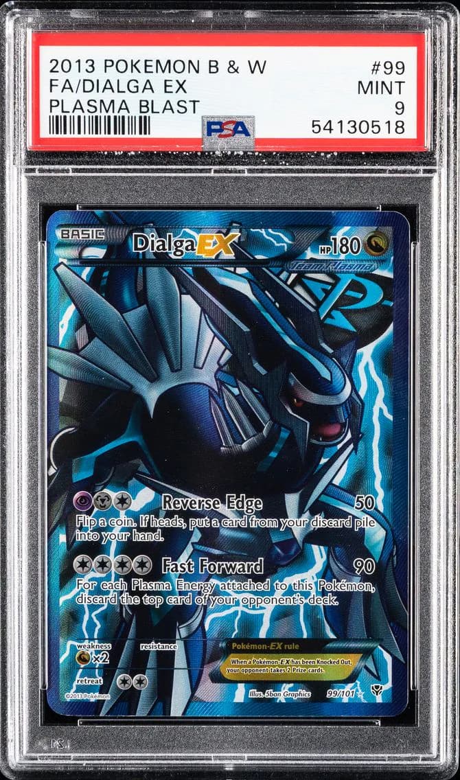 2013 #99 Full Art/Dialga EX PSA 9 Black & White Plasma Blast Pokemon