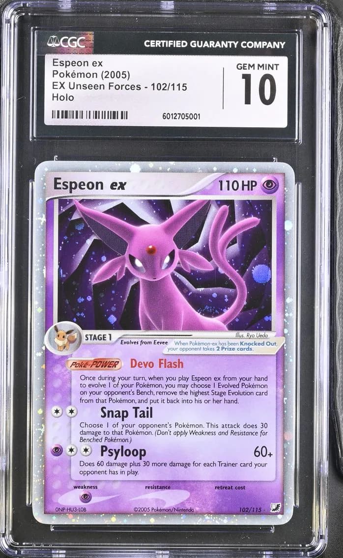 2005 #102 Espeon ex CGC 10 EX Unseen Forces - English