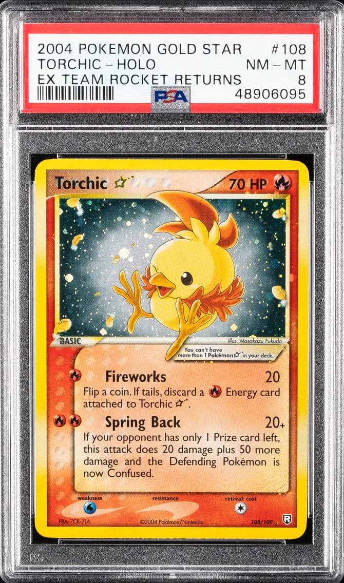 2004 #108 Torchic-Holo PSA 8 EX Team Rocket Returns Pokemon