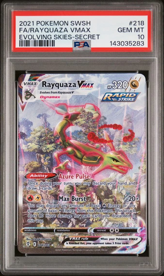 2021 #218 Full Art/Rayquaza Vmax PSA 10 Sword & Shield Evolving Skies