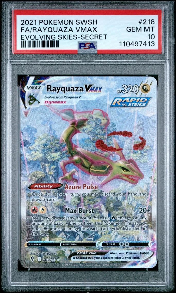 2021 #218 Full Art/Rayquaza Vmax PSA 10 Sword & Shield Evolving Skies