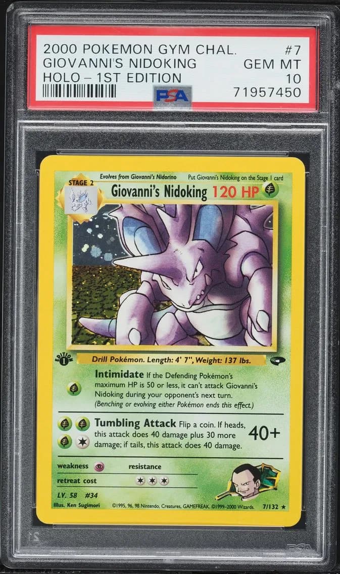 2000 #7 Giovanni's Nidoking PSA 10 Gym Challenge Pokemon