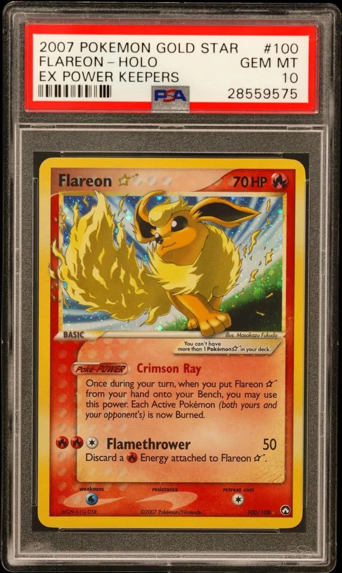 2007 #100 Flareon-Holo Gold Star PSA 10 EX Power Keepers