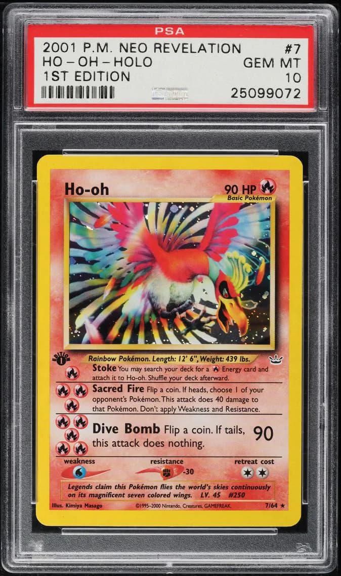 2001 #7 HO-Oh-Holo PSA 10 Neo Revelation 1st Edition Pokemon