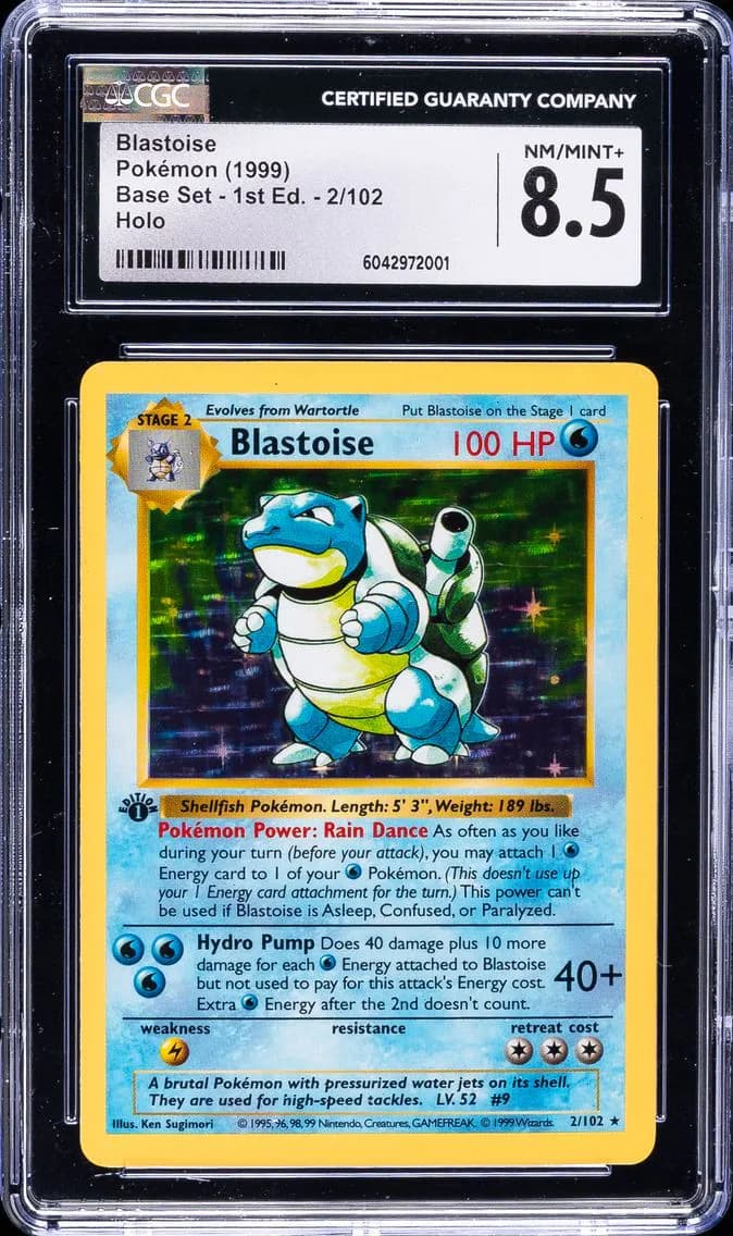 1999 #2 Blastoise-Holo 1st Edition CGC 8.5 Game Pokemon