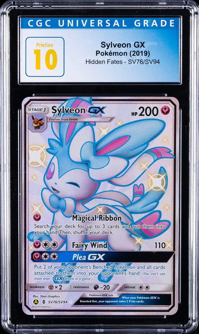 2019 #SV76 Full Art/Sylveon GX CGC 10 Pristine Sun & Moon Hidden Fates Pokemon