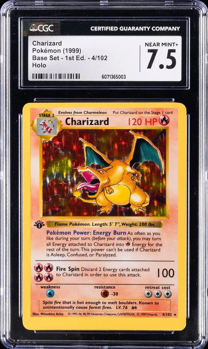 1999 #4 Charizard-Holo 1st Edition CGC 7.5 Game Pokemon
