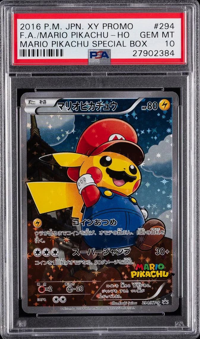 2016 #294 Full Art/Mario Pikachu PSA 10 Japanese XY Promo Pokemon