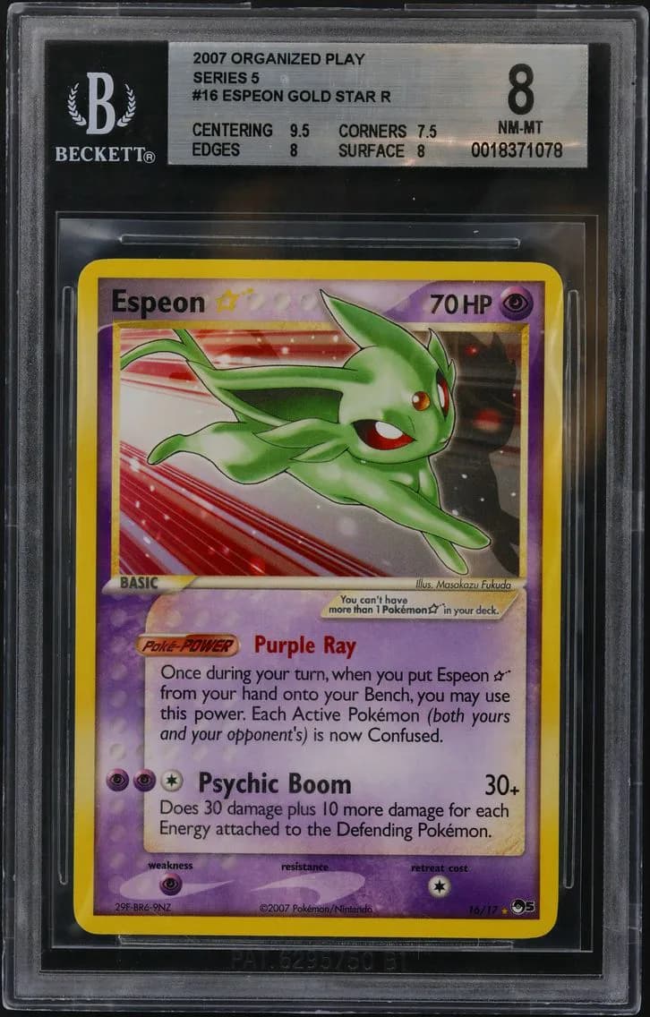 2007 #16 Espeon Gold Star R BGS 8 Organized Play Series 5