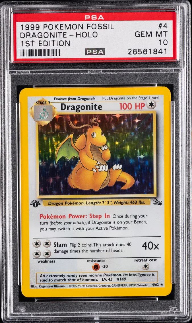 1999 #4 Dragonite-Holo 1st Edition PSA 10 Fossil Pokemon